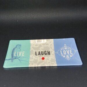 Fringe Studio Rectangular Glass Trinket Tray Dish Plate Live Laugh Love Owl Bird